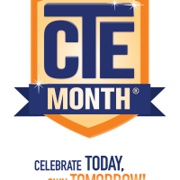 CTE_Month_logo A gold shield with CTE month on it