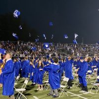 Quakertown Community High School's Class of 2023 toss their caps into the air to complete Commencement.