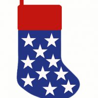 Xmas stocking in red white and blue with stars